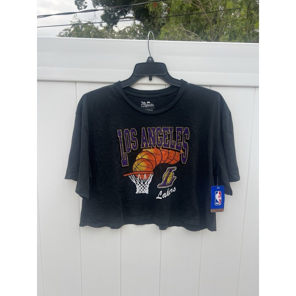 Los Angeles Lakers Majestic Threads Women's Boxy Cropped T-Shirt Small New